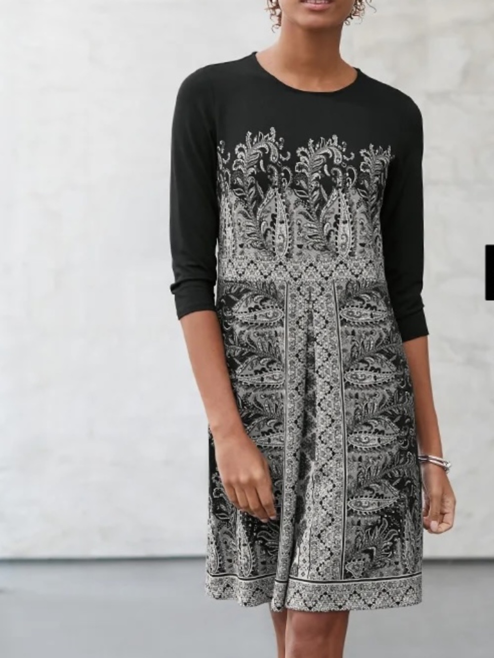 J. JILL Wearever Collection Pleated Paisley Print Midi Dress MP Career Office